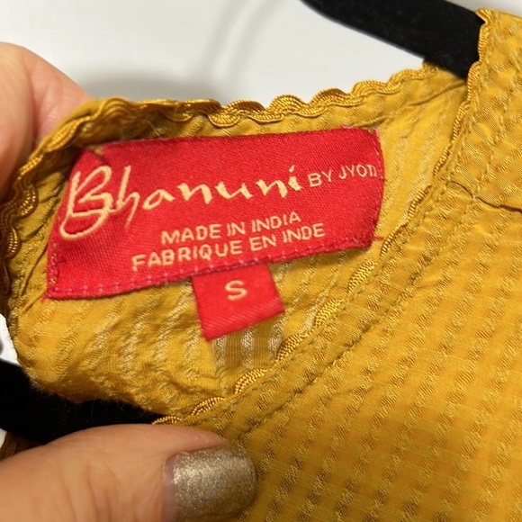 Anthropologie Bhanuni By Jyoti Yellow Embroidered Beaded Peplum Top Small - Picture 5 of 8